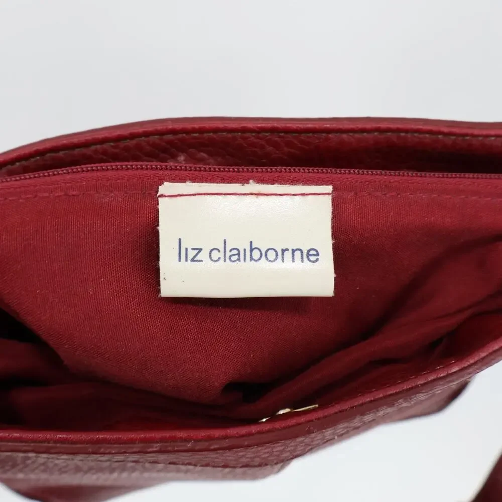 Liz Claiborne Small Vintage Red Faux Pebbled Leather Shoulder Bag